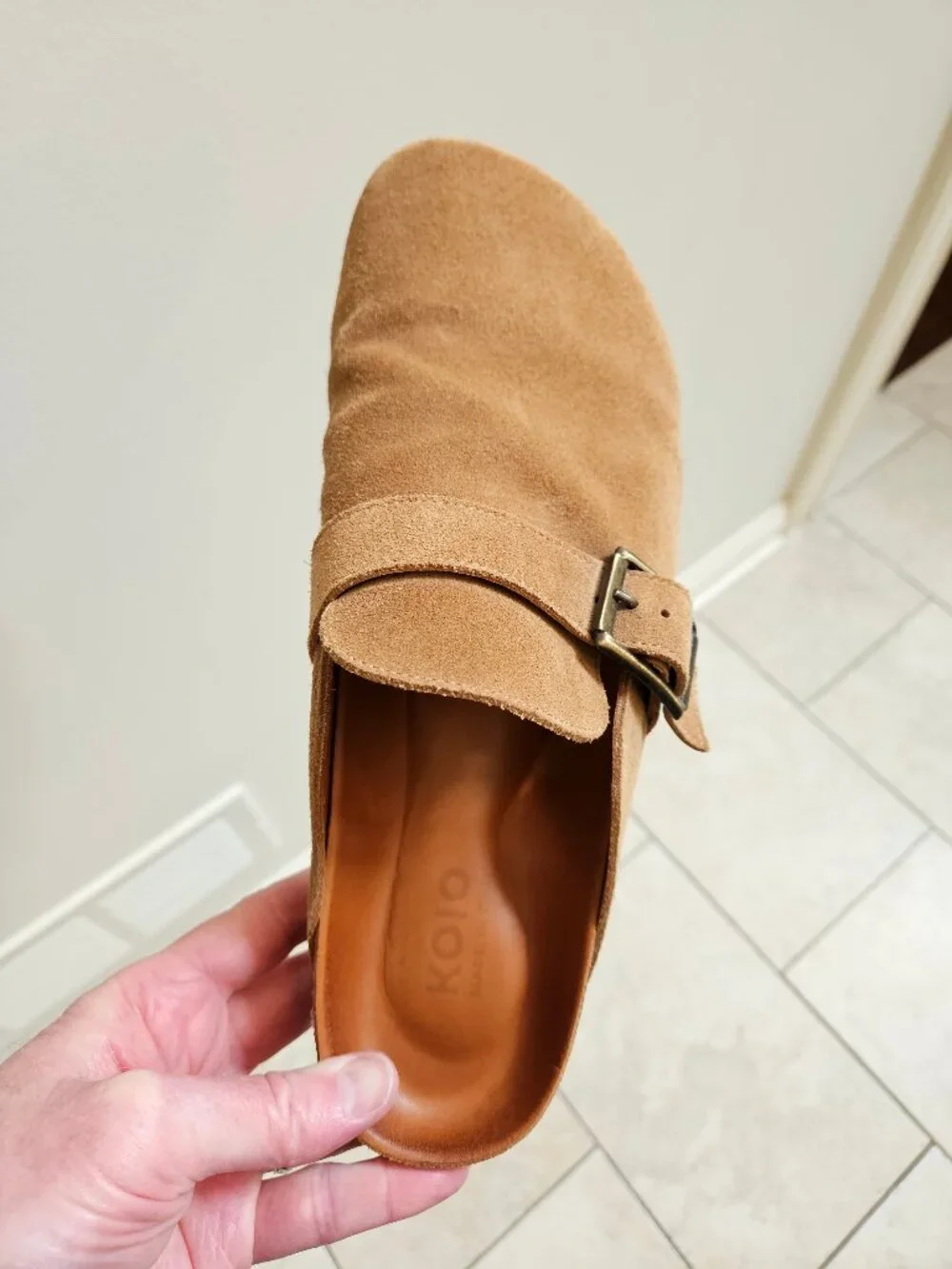 KOIO Men's Salerno Suede Clogs, Camel, Sz EU 45 / US 12